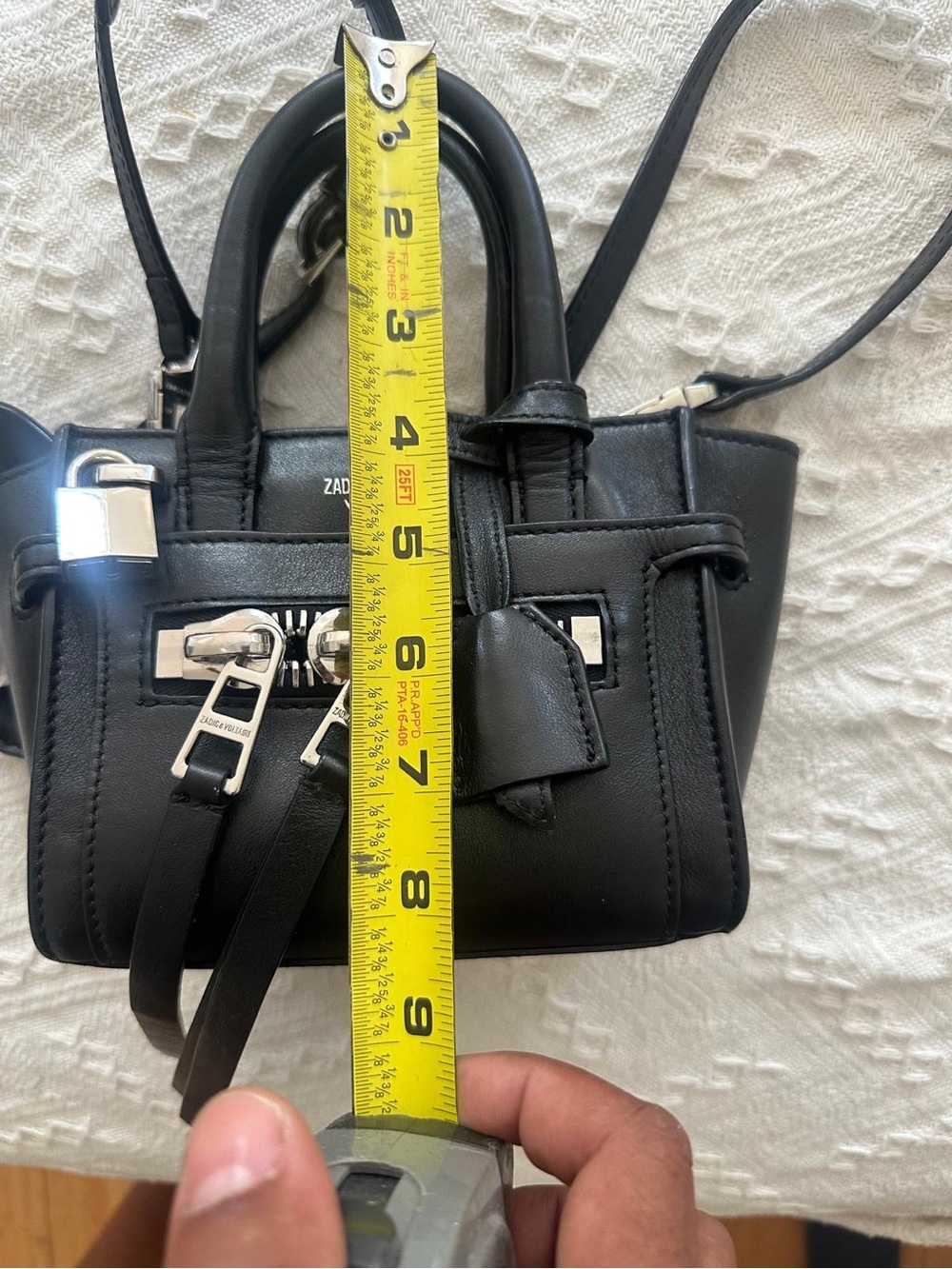 Zadig & Voltaire Black Mini Leather Satchel with Silver Hardware - Picture 8 of 9